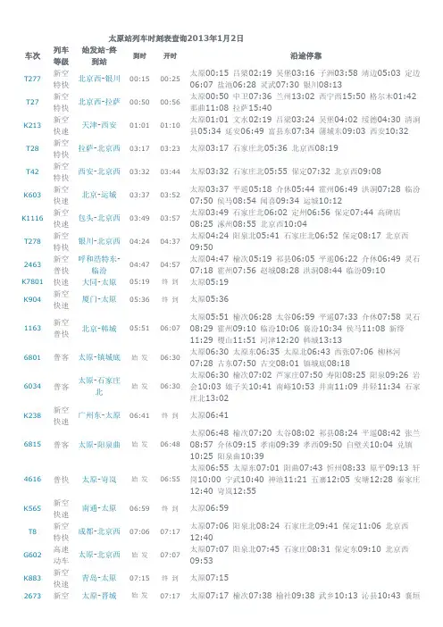 2013.1.3列车与汽车时刻路线表