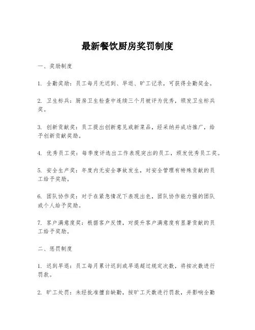 最新餐饮厨房奖罚制度