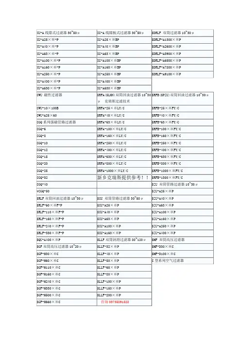 XU-A、B两系列线隙式过滤器---克瑞斯过滤提供参考
