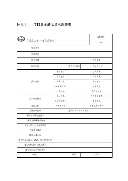 《项目管理手册》附件1至附件123