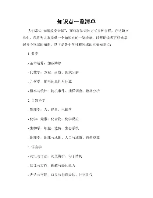 知识点一览清单