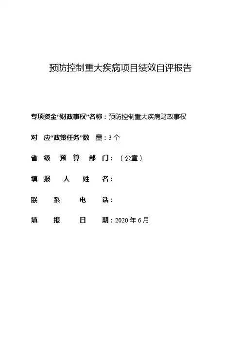 预防控制重大疾病项目绩效自评报告