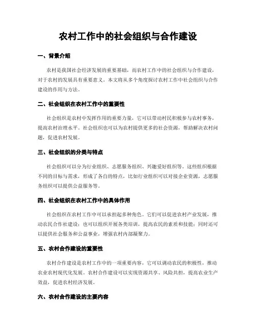 农村工作中的社会组织与合作建设