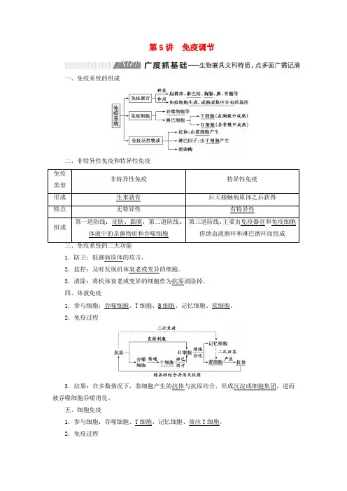 (通用版)2020版高考生物一轮复习第一单元第5讲免疫调节学案(含解析)