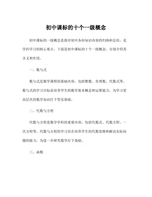 初中课标的十个一级概念