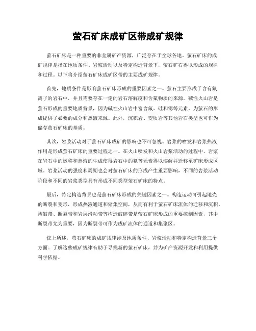萤石矿床成矿区带成矿规律