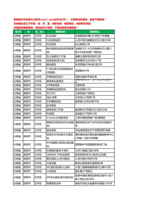 2020新版云南省昆明市五华区美容美发工商企业公司商家名录名单联系电话号码地址大全900家