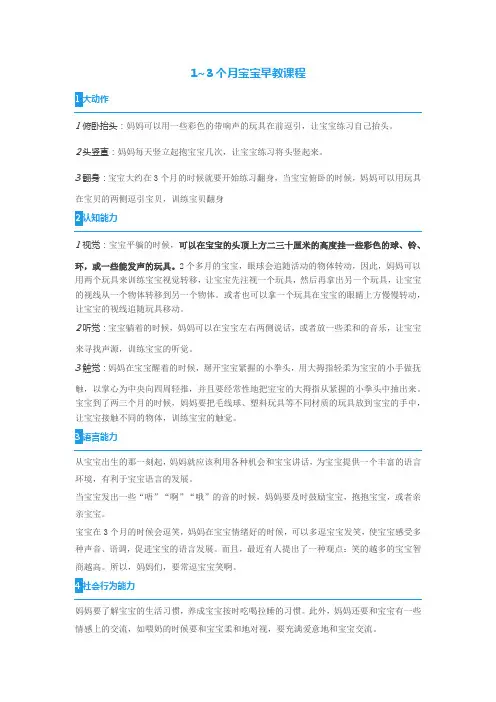 1~36个月宝宝早教课程(三岁前)