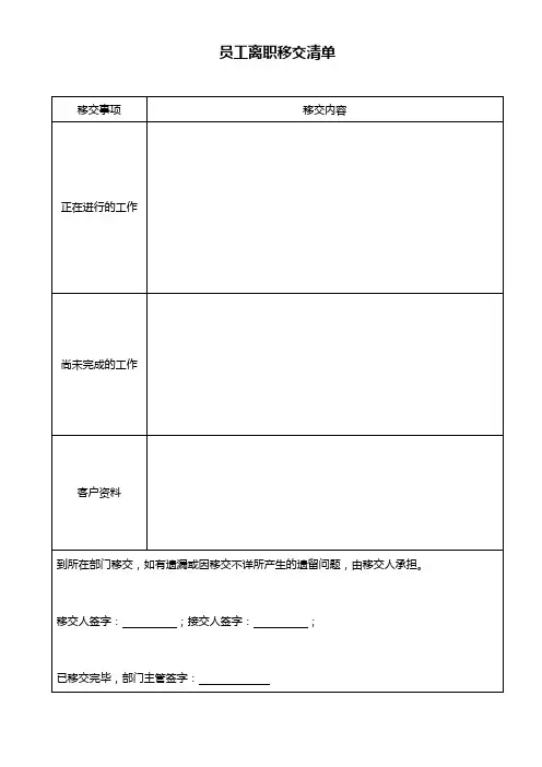 622 员工离职移交清单