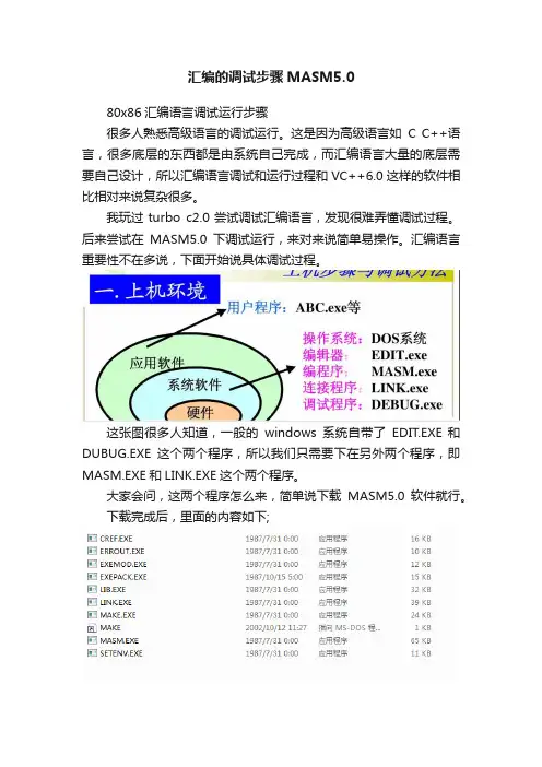 汇编的调试步骤MASM5.0