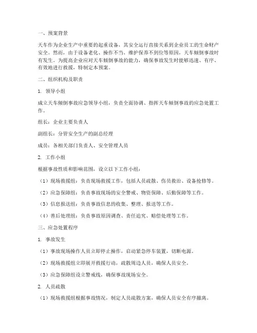 天车倾倒应急预案