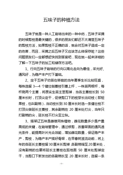 五味子的种植方法