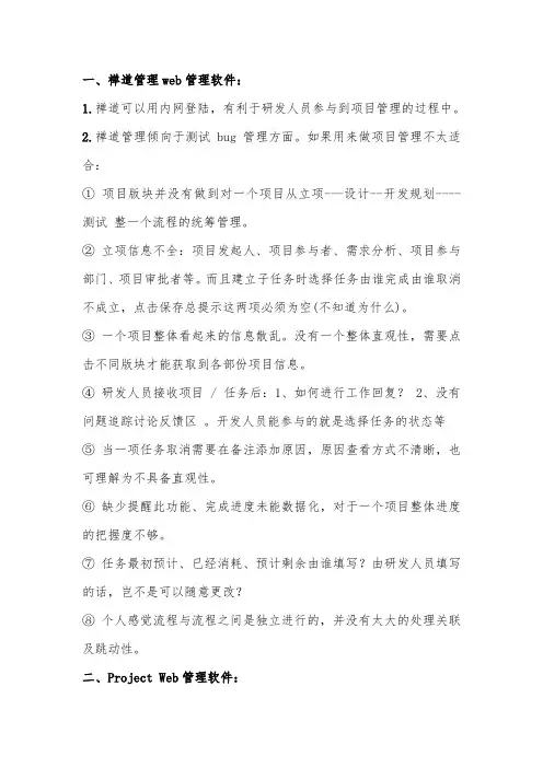 project与禅道比较分析报告