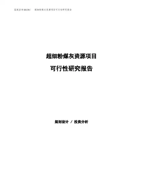 超细粉煤灰资源项目可行性研究报告发改委立项模板