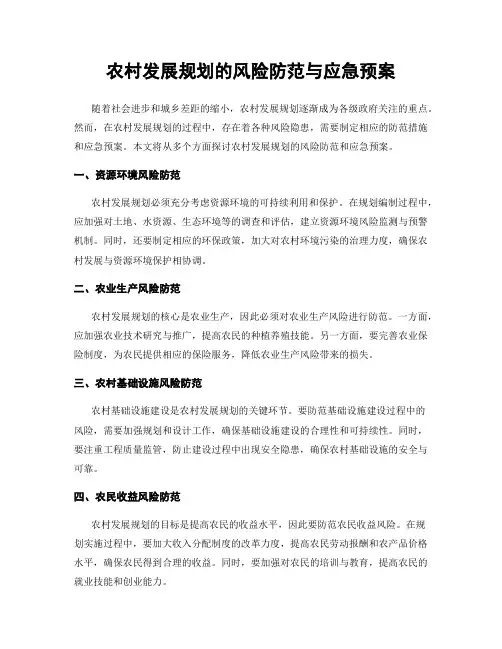 农村发展规划的风险防范与应急预案