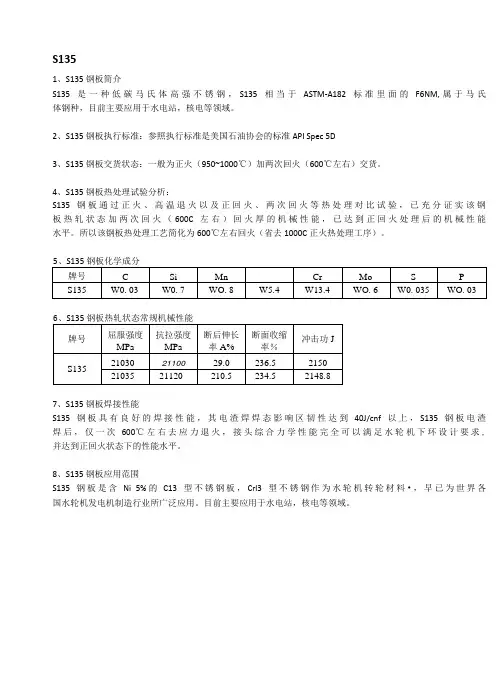 S135钢板材质分析及执行标准