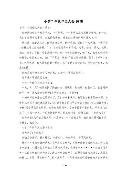 小学二年级作文大全10篇