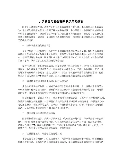 小学品德与社会有效教学策略探析