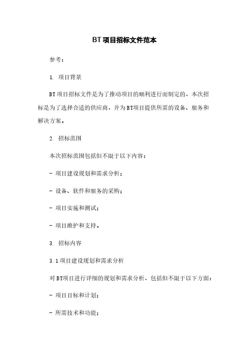 BT项目招标文件范本