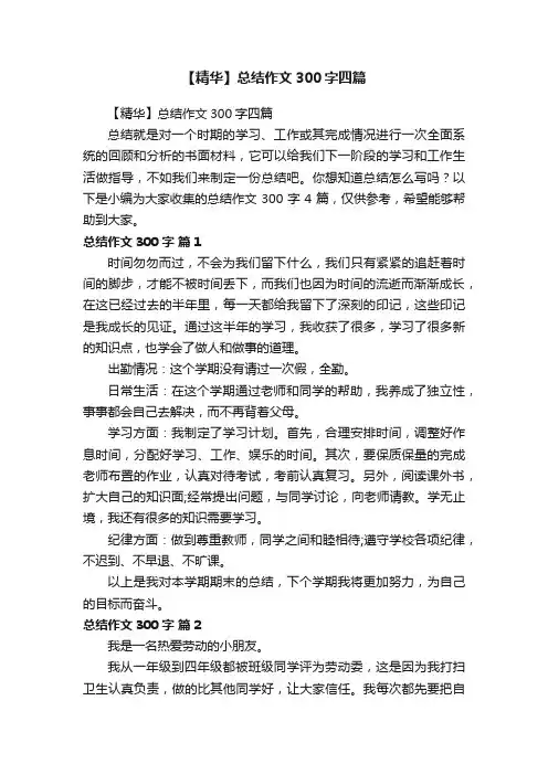 【精华】总结作文300字四篇