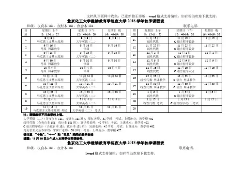 北京化工大学继续教育学院夜大学2020学年秋季课程表