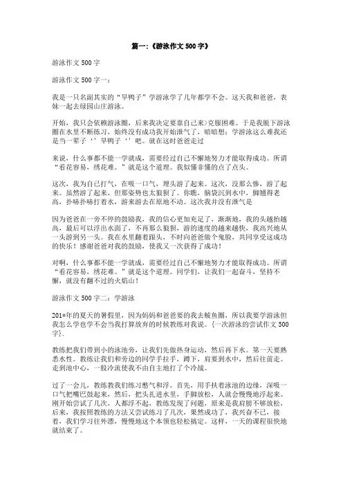 一次游泳的尝试作文500字