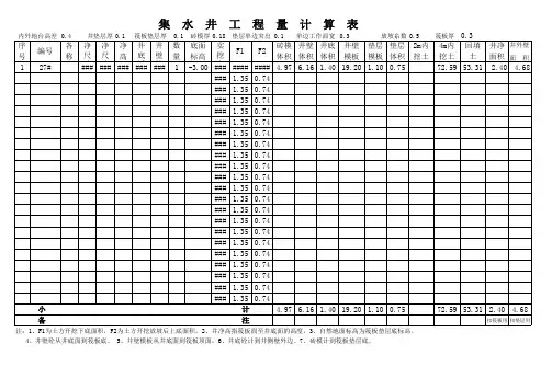 集水井工程量计算表