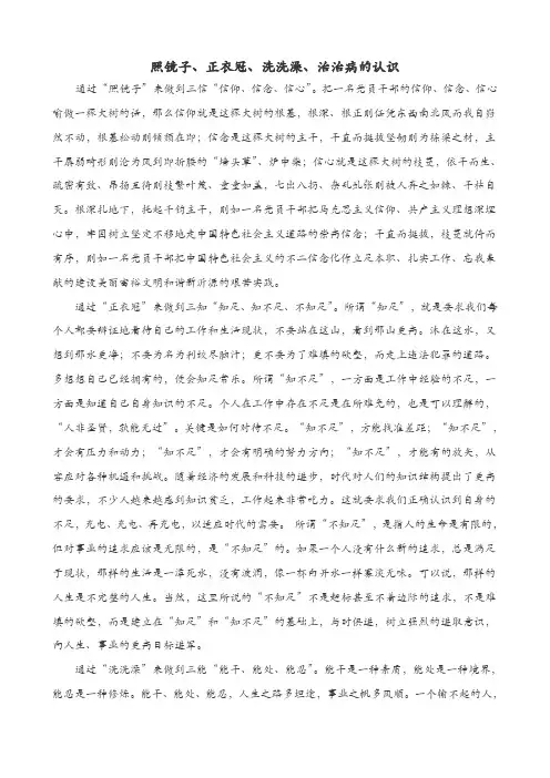 群众路线教育体会：照镜子、正衣冠、洗洗澡、治治病的认识