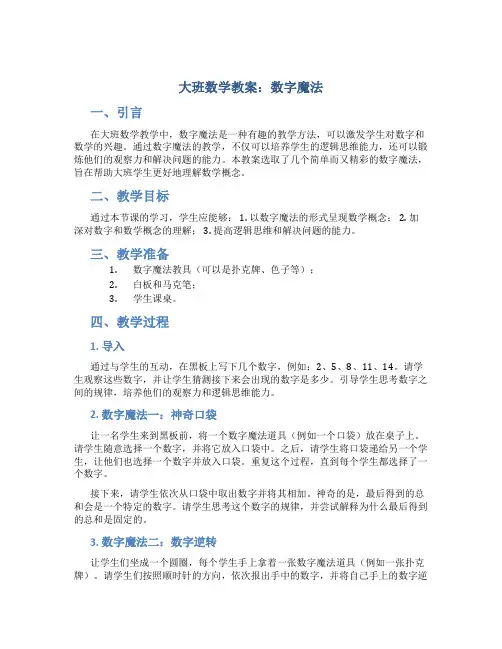 大班数学教案数字魔法