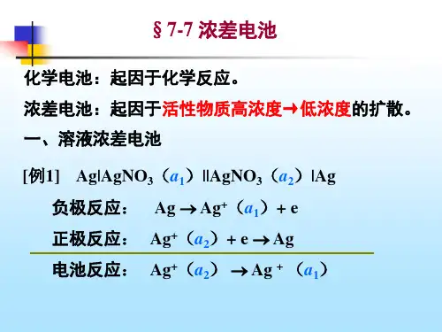 物理化学(第五版) 演示文稿7-7 浓差电池