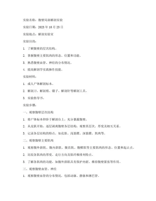腹壁局部解剖实验报告
