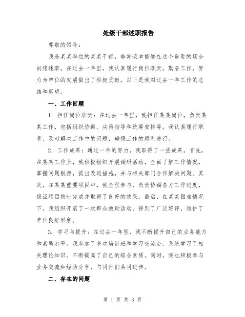 处级干部述职报告