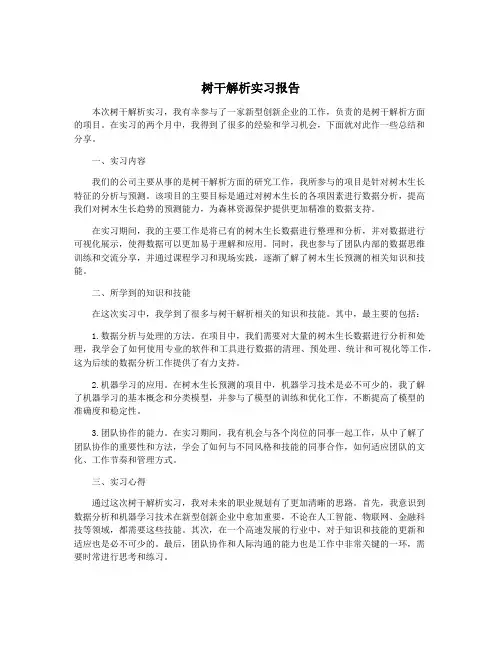 树干解析实习报告