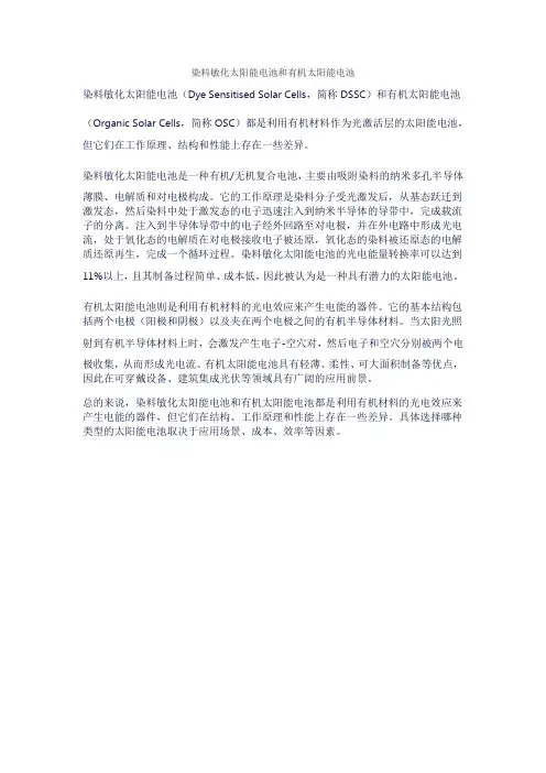 染料敏化太阳能电池和有机太阳能电池