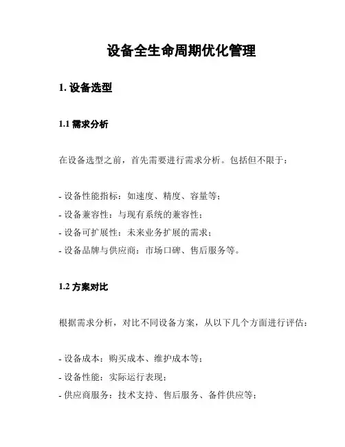 设备全生命周期优化管理
