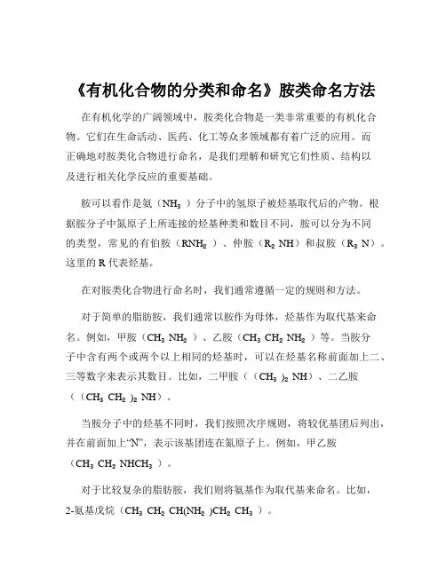 《有机化合物的分类和命名》胺类命名方法