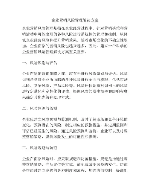 企业营销风险管理解决方案
