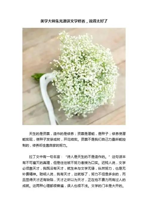 美学大师朱光潜谈文学修养，说得太好了