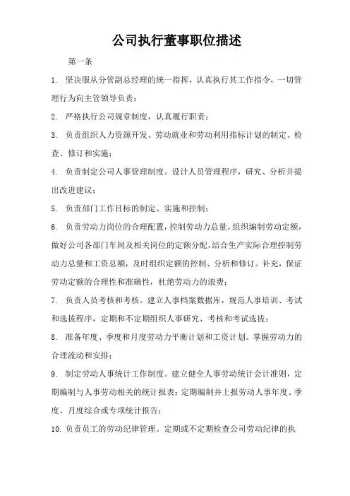 公司执行董事职位描述