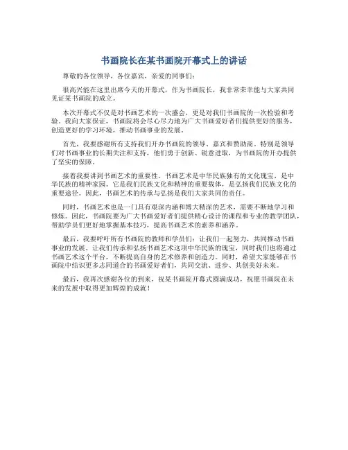 书画院长在某书画院开幕式上的讲话