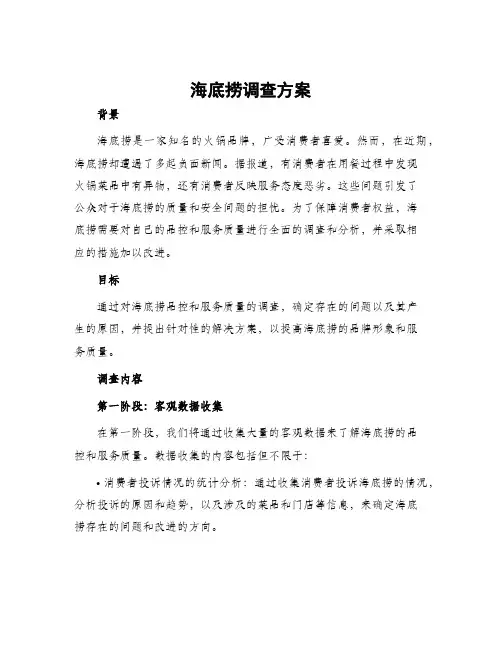 海底捞调查方案