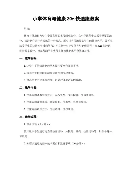 小学体育与健康30m快速跑教案