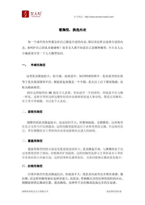 看胸型,挑选内衣