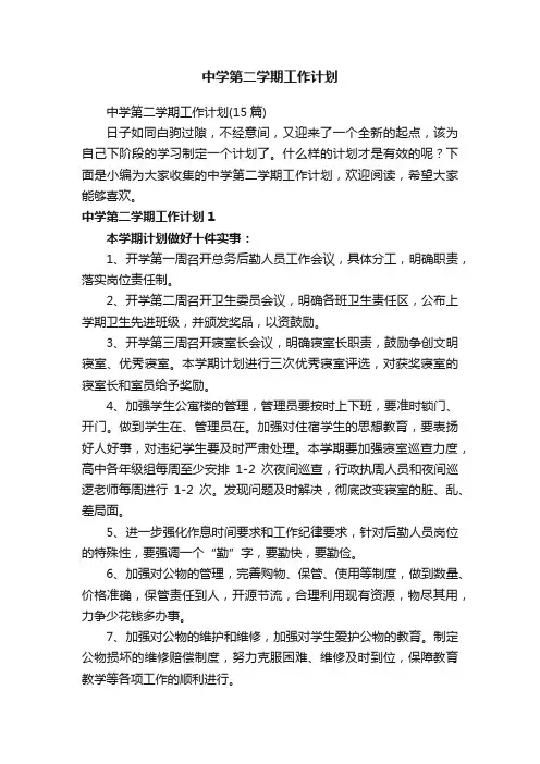 中学第二学期工作计划