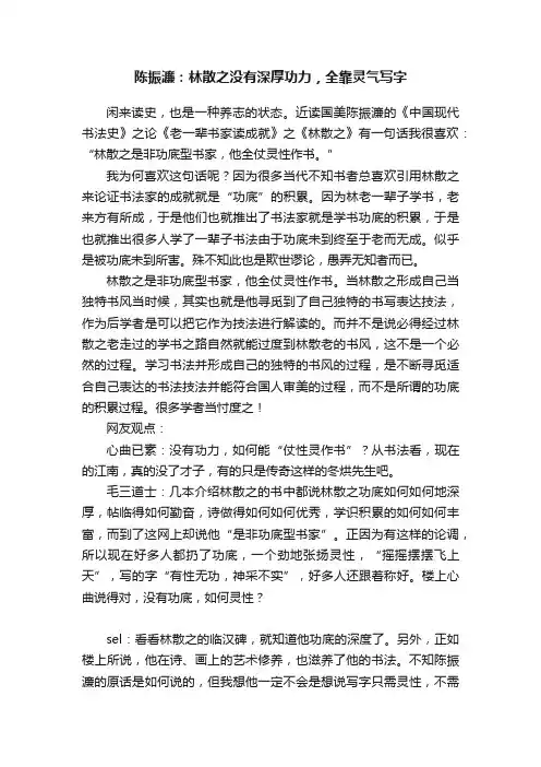 陈振濂：林散之没有深厚功力，全靠灵气写字