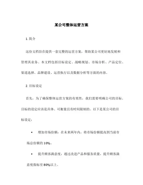 某公司整体运营方案