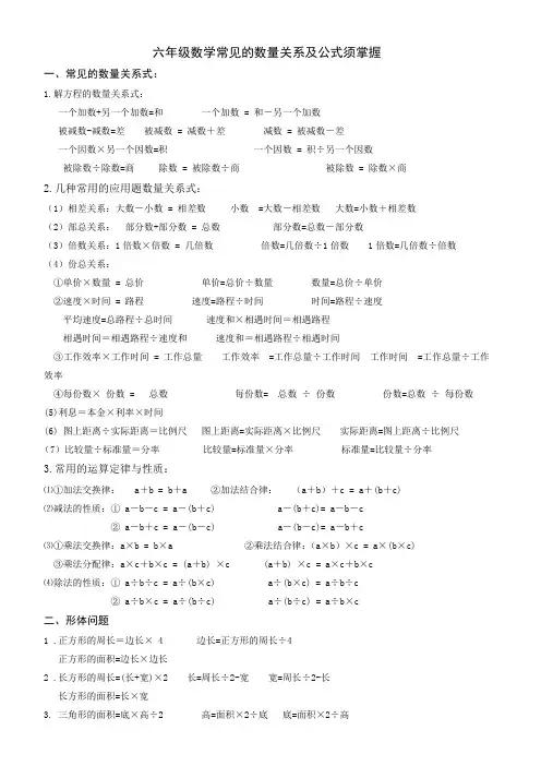 常见数量关系式