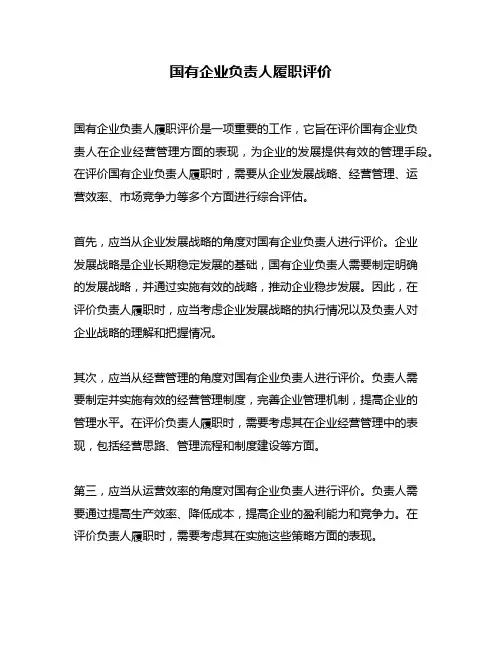 国有企业负责人履职评价