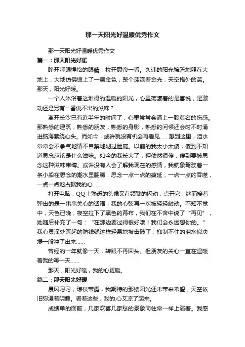 那一天阳光好温暖优秀作文