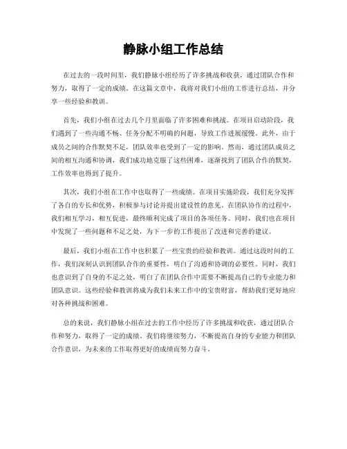 静脉小组工作总结